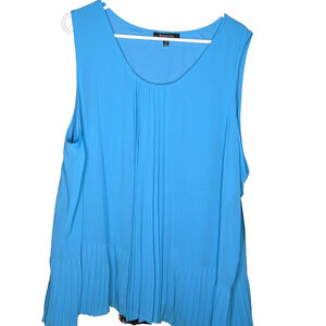 NEW Relativity Pleated Sleeveless Tunic Top Size 3X Turquoise Blue NEW